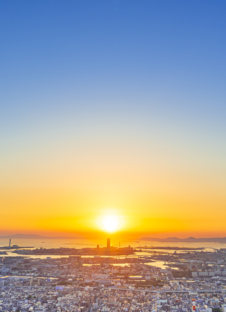大阪の都市の太陽と景色